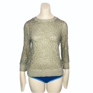 We the free distressed net hole  mesh sage top M